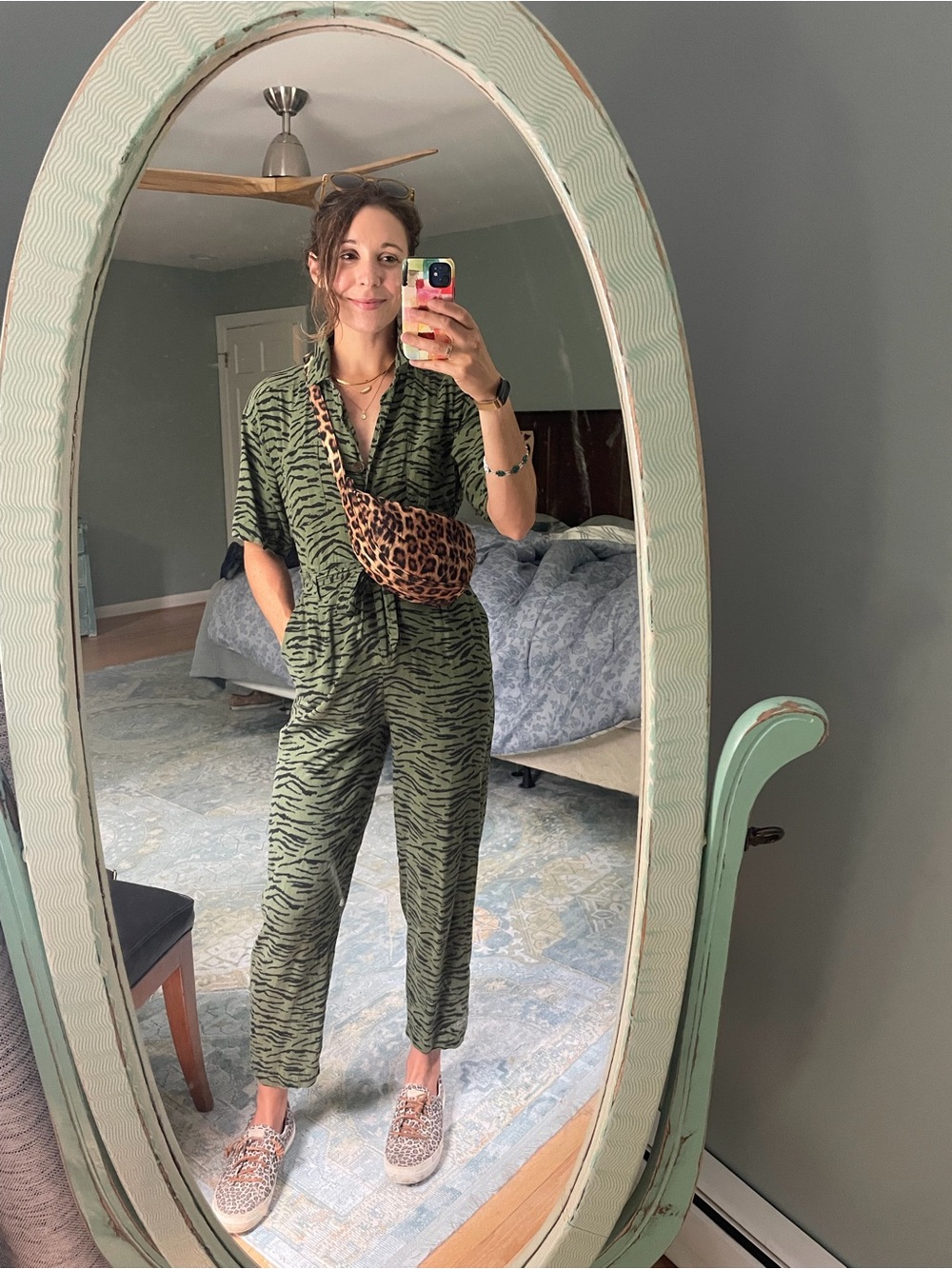 Oliver Bonas Zebra-Print Button Jumpsuit